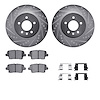 7512-46052 Drilled/Slotted Brake Rotors w/5000 Advanced Brake Pads Kit & Hardware [Silver], 2018-2020 GM, Position: Rear - image 1