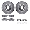 7512-46059 Drilled/Slotted Brake Rotors w/5000 Advanced Brake Pads Kit & Hardware [Silver], 2010-2016 GM, Position: Front - image 1