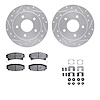 7512-46070 Drilled/Slotted Brake Rotors w/5000 Advanced Brake Pads Kit & Hardware [Silver], 1986-1992 GM, Position: Rear - image 1