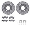 7512-46073 Drilled/Slotted Brake Rotors w/5000 Advanced Brake Pads Kit & Hardware [Silver], 1969-1978 GM, Position: Front - image 1