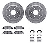 7512-46089 Drilled/Slotted Brake Rotors w/5000 Advanced Brake Pads Kit & Hardware [Silver], 1997-2013 GM, Position: Rear - image 1
