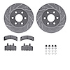 7512-46092 Drilled/Slotted Brake Rotors w/5000 Advanced Brake Pads Kit & Hardware [Silver], 1998-1999 GM, Position: Front - image 1