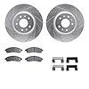 7512-46137 Drilled/Slotted Brake Rotors w/5000 Advanced Brake Pads Kit & Hardware [Silver], 2005-2008 GM, Position: Front - image 1