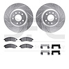 7512-46139 Drilled/Slotted Brake Rotors w/5000 Advanced Brake Pads Kit & Hardware [Silver], 2004-2005 GM, Position: Front - image 1