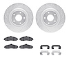 7512-46147 Drilled/Slotted Brake Rotors w/5000 Advanced Brake Pads Kit & Hardware [Silver], 2005-2009 GM, Position: Front - image 1