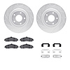 7512-46153 Drilled/Slotted Brake Rotors w/5000 Advanced Brake Pads Kit & Hardware [Silver], 2011-2013 GM, Position: Front - image 1