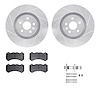 7512-46203 Drilled/Slotted Brake Rotors w/5000 Advanced Brake Pads Kit & Hardware [Silver], 2009-2015 GM, Position: Front - image 1