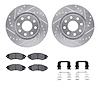7512-47000 Drilled/Slotted Brake Rotors w/5000 Advanced Brake Pads Kit & Hardware [Silver], 2004-2017 GM, Position: Front - image 1