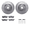 7512-47008 Drilled/Slotted Brake Rotors w/5000 Advanced Brake Pads Kit & Hardware [Silver], 1977-1995 GM, Position: Front - image 1