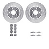 7512-47016 Drilled/Slotted Brake Rotors w/5000 Advanced Brake Pads Kit & Hardware [Silver], 2006-2013 GM, Position: Rear - image 1