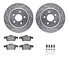 7512-47019 Drilled/Slotted Brake Rotors w/5000 Advanced Brake Pads Kit & Hardware [Silver], 2008-2010 GM, Position: Rear - image 1
