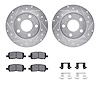 7512-47022 Drilled/Slotted Brake Rotors w/5000 Advanced Brake Pads Kit & Hardware [Silver], 2004-2016 GM, Position: Rear - image 1