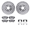 7512-47023 Drilled/Slotted Brake Rotors w/5000 Advanced Brake Pads Kit & Hardware [Silver], 2011-2017 GM, Position: Front - image 1