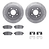 7512-47025 Drilled/Slotted Brake Rotors w/5000 Advanced Brake Pads Kit & Hardware [Silver], 2011-2019 GM, Position: Rear - image 1