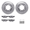 7512-47026 Drilled/Slotted Brake Rotors w/5000 Advanced Brake Pads Kit & Hardware [Silver], 1986-1994 Suzuki, Position: Front - image 1