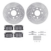 7512-47027 Drilled/Slotted Brake Rotors w/5000 Advanced Brake Pads Kit & Hardware [Silver], 1988-1993 GM, Position: Front - image 1