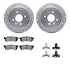 7512-47030 Drilled/Slotted Brake Rotors w/5000 Advanced Brake Pads Kit & Hardware [Silver], 2014-2016 GM, Position: Rear - image 1