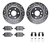 7512-47033 Drilled/Slotted Brake Rotors w/5000 Advanced Brake Pads Kit & Hardware [Silver], Fits Select GM, Position: Rear - image 1