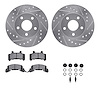7512-47034 Drilled/Slotted Brake Rotors w/5000 Advanced Brake Pads Kit & Hardware [Silver], 1982-1984 GM, Position: Front - image 1