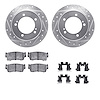 7512-47035 Drilled/Slotted Brake Rotors w/5000 Advanced Brake Pads Kit & Hardware [Silver], 1989-1998 GM, Position: Front - image 1