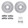 7512-47054 Drilled/Slotted Brake Rotors w/5000 Advanced Brake Pads Kit & Hardware [Silver], 1988-1996 GM, Position: Front - image 1