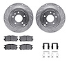 7512-47061 Drilled/Slotted Brake Rotors w/5000 Advanced Brake Pads Kit & Hardware [Silver], 2007-2015 GM, Position: Rear - image 1