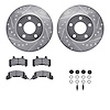 7512-47064 Drilled/Slotted Brake Rotors w/5000 Advanced Brake Pads Kit & Hardware [Silver], 1985-1989 GM, Position: Front - image 1