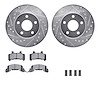 7512-47065 Drilled/Slotted Brake Rotors w/5000 Advanced Brake Pads Kit & Hardware [Silver], 1990-1991 GM, Position: Front - image 1