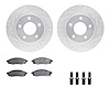 7512-47070 Drilled/Slotted Brake Rotors w/5000 Advanced Brake Pads Kit & Hardware [Silver], 1988-1996 GM, Position: Front - image 1