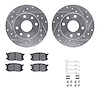 7512-47081 Drilled/Slotted Brake Rotors w/5000 Advanced Brake Pads Kit & Hardware [Silver], 1985-1989 GM, Position: Front - image 1