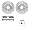 7512-47091 Drilled/Slotted Brake Rotors w/5000 Advanced Brake Pads Kit & Hardware [Silver], 1988-1994 GM, Position: Front - image 1