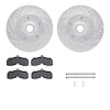 7512-47095 Drilled/Slotted Brake Rotors w/5000 Advanced Brake Pads Kit & Hardware [Silver], 1967-1968 GM, Position: Front - image 1
