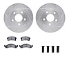 7512-47103 Drilled/Slotted Brake Rotors w/5000 Advanced Brake Pads Kit & Hardware [Silver], 1994-1997 GM, Position: Front - image 1