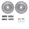 7512-47119 Drilled/Slotted Brake Rotors w/5000 Advanced Brake Pads Kit & Hardware [Silver], 1978-1990 GM, Position: Front - image 1
