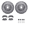 7512-47128 Drilled/Slotted Brake Rotors w/5000 Advanced Brake Pads Kit & Hardware [Silver], 1983-1987 GM, Position: Front - image 1