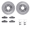 7512-47145 Drilled/Slotted Brake Rotors w/5000 Advanced Brake Pads Kit & Hardware [Silver], 1984-1987 GM, Position: Front - image 1