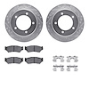 7512-47268 Drilled/Slotted Brake Rotors w/5000 Advanced Brake Pads Kit & Hardware [Silver], 1991-1998 GM, Position: Front - image 1