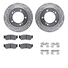 7512-47274 Drilled/Slotted Brake Rotors w/5000 Advanced Brake Pads Kit & Hardware [Silver], 2004-2004 Suzuki, Position: Front - image 1