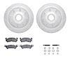 7512-48002 Drilled/Slotted Brake Rotors w/5000 Advanced Brake Pads Kit & Hardware [Silver], 1971-1989 GM, Position: Front - image 1