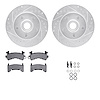 7512-48004 Drilled/Slotted Brake Rotors w/5000 Advanced Brake Pads Kit & Hardware [Silver], 1998-2003 GM, Position: Front - image 1