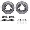 7512-48007 Drilled/Slotted Brake Rotors w/5000 Advanced Brake Pads Kit & Hardware [Silver], 2003-2017 GM, Position: Rear - image 1