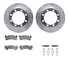 7512-48012 Drilled/Slotted Brake Rotors w/5000 Advanced Brake Pads Kit & Hardware [Silver], 1979-1991 GM, Position: Front - image 1