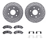 7512-48016 Drilled/Slotted Brake Rotors w/5000 Advanced Brake Pads Kit & Hardware [Silver], 2003-2005 GM, Position: Rear - image 1