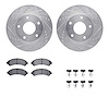7512-48033 Drilled/Slotted Brake Rotors w/5000 Advanced Brake Pads Kit & Hardware [Silver], 1997-2005 GM, Position: Front - image 1