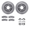 7512-48035 Drilled/Slotted Brake Rotors w/5000 Advanced Brake Pads Kit & Hardware [Silver], 1998-2005 GM, Position: Rear - image 1