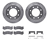 7512-48039 Drilled/Slotted Brake Rotors w/5000 Advanced Brake Pads Kit & Hardware [Silver], 1999-2009 GM, Position: Rear - image 1