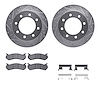 7512-48040 Drilled/Slotted Brake Rotors w/5000 Advanced Brake Pads Kit & Hardware [Silver], 1999-2013 GM, Position: Rear - image 1