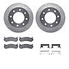 7512-48041 Drilled/Slotted Brake Rotors w/5000 Advanced Brake Pads Kit & Hardware [Silver], 2003-2005 GM, Position: Rear - image 1