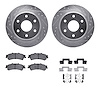 7512-48042 Drilled/Slotted Brake Rotors w/5000 Advanced Brake Pads Kit & Hardware [Silver], 2003-2007 GM, Position: Rear - image 1