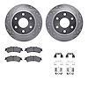 7512-48043 Drilled/Slotted Brake Rotors w/5000 Advanced Brake Pads Kit & Hardware [Silver], 1999-2007 GM, Position: Rear - image 1